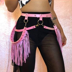 Pink harness cowgirl fringe bottom